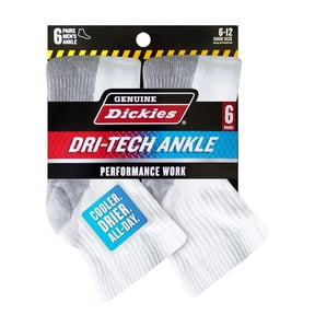 Dickies Men's Dri-tech Moisture Control Quarter Socks 6-Pack with Padded Heel