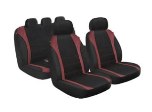 Dickies Durable Front & Rear Truck Seat Covers, 3-Piece Set, Black/Red, Full Vehicle Protection, Universal Fit