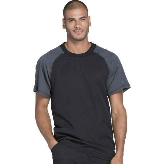Dickies Dynamix Medical Scrubs Top for Men Crew Neck DK670, S, Black
