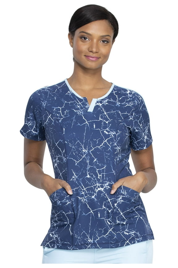 Dynamix Medical Scrubs Top for Women Shaped V-Neck DK851, L, Crackle Me Up
