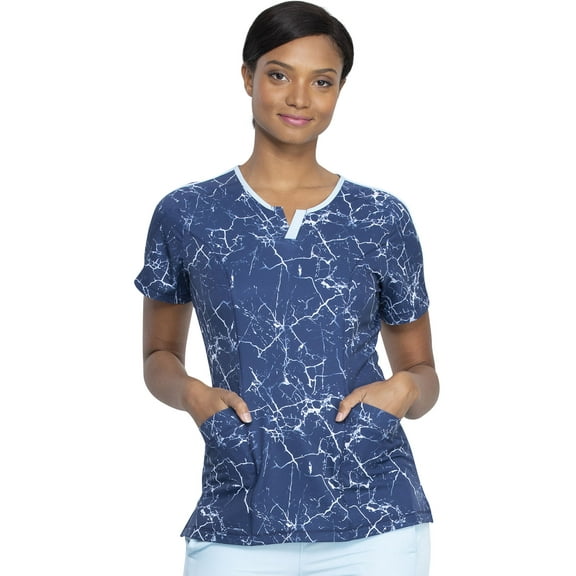 Dickies Dynamix Medical Scrubs Top for Women Shaped V-Neck DK851, L, Crackle Me Up