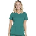 thumbnail image 1 of Dickies Dynamix Medical Scrubs Top for Women V-Neck DK730, L, Hunter Green, 1 of 7