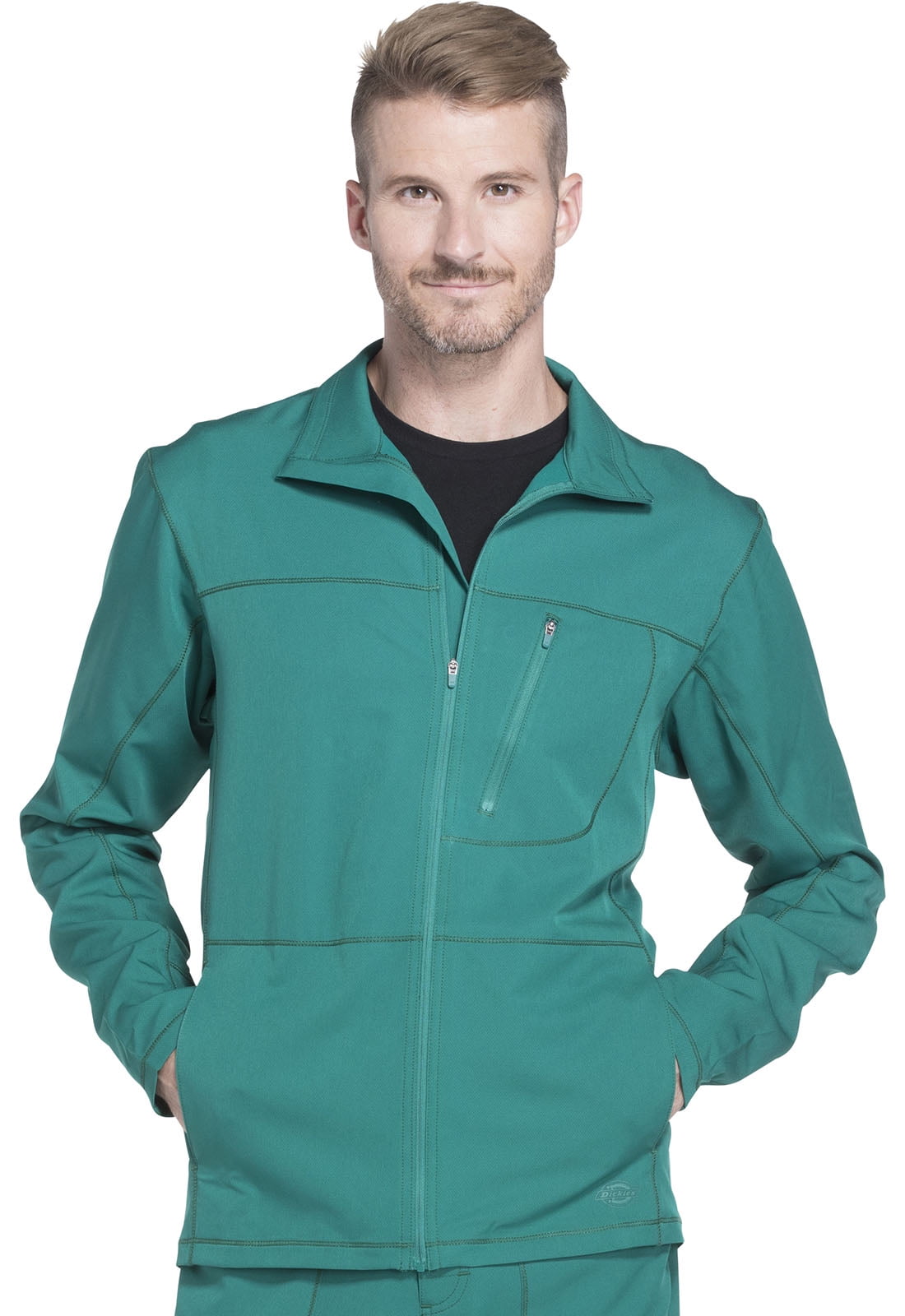 Dickies Dynamix Medical Scrubs Warm Up Jacket for Men Zip Front
