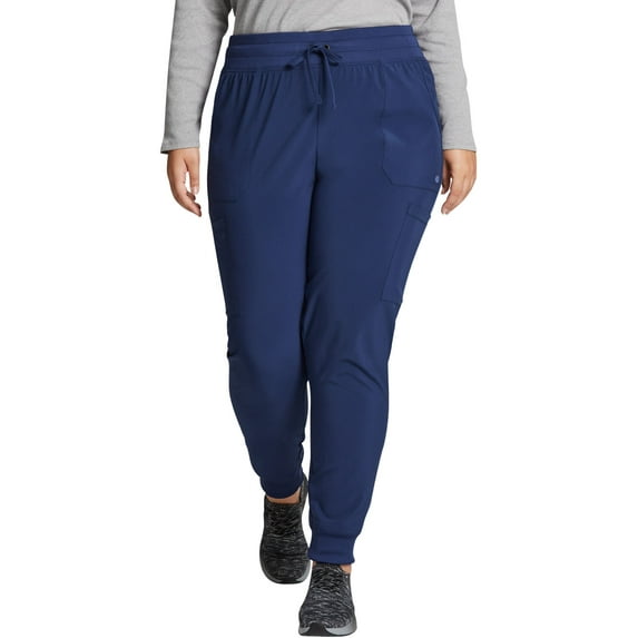 Dickies Dynamix Scrubs Pant For Women Natural Rise Tapered Leg Jogger DK185P, S Petite, Navy Black Combo