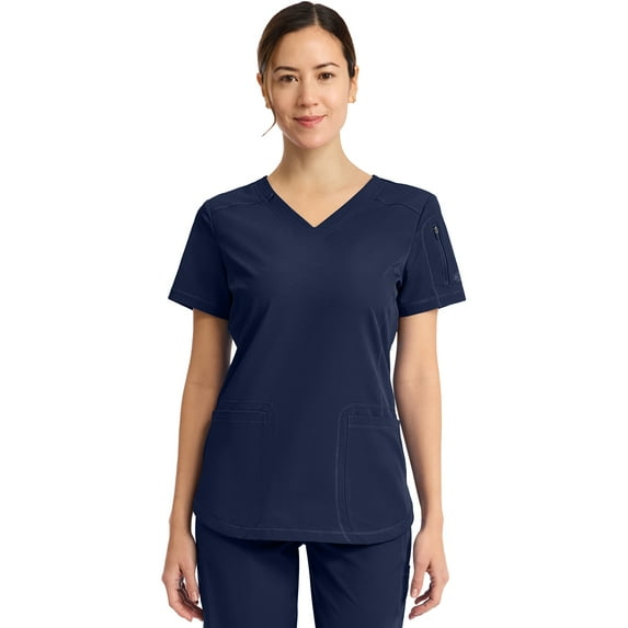 Dickies Dynamix Scrubs Top for Women V-Neck DK730, L, Navy