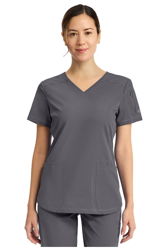 Dynamix Scrubs Top for Women V-Neck DK730, M, Pewter