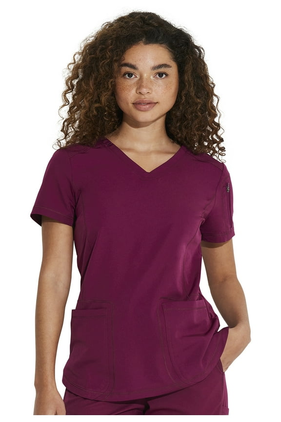 Dynamix Scrubs Top for Women V-Neck DK730, M, Wine