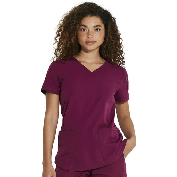 Dickies Dynamix Scrubs Top for Women V-Neck DK730, M, Wine