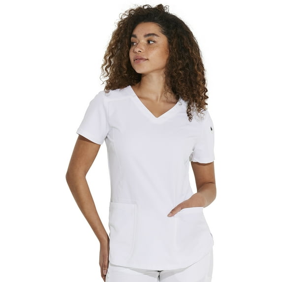 Dickies Dynamix Scrubs Top for Women V-Neck DK730, XS, White