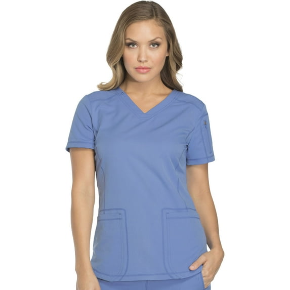 Dickies Dynamix Scrubs Top for Women V-Neck DK730, XXS, Ciel Blue