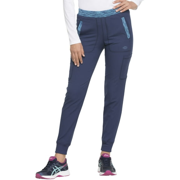 Dickies Dynamix Women Scrubs Pant, Natural Rise Tapered Leg Jogger, DK185T, S Tall, Navy
