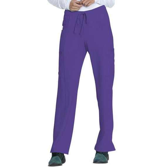 Dickies EDS Essentials Medical Scrubs Pant for Women Mid Rise Straight Leg Drawstring DK010T, L Tall, Grape