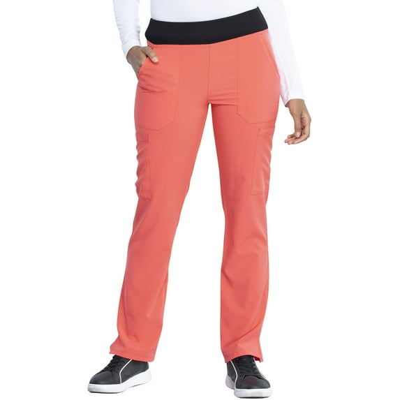 Dickies EDS Essentials Medical Scrubs Pant for Women Natural Rise Tapered Leg Pull-On DK005, M, Papaya Punch