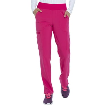 Dickies EDS Essentials Medical Scrubs Pant for Women Natural Rise Tapered Leg Pull-On DK005T, M Tall, Hot Pink