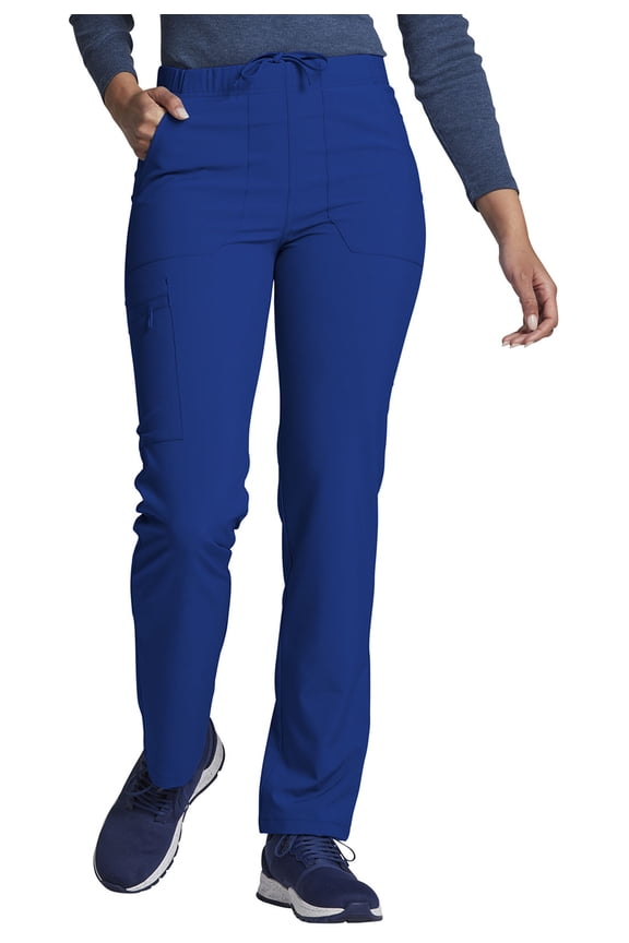 EDS Essentials Scrubs Pant For Women Mid Rise Jogger DK065P, XL Petite, Caribbean Blue