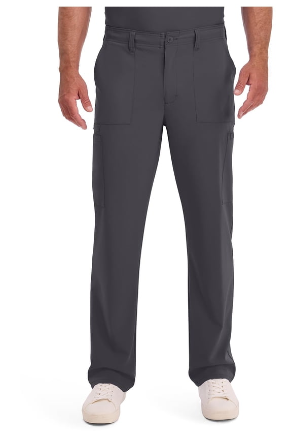 Scrub Pant for Men Natural Rise Drawstring Bottoms with 6 Pockets and Back Elastic Waistband - DK015, S, Pewter