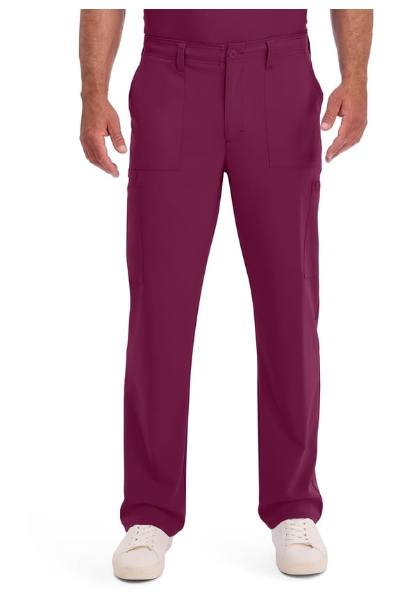 Scrub Pant for Men Natural Rise Drawstring Bottoms with 6 Pockets and Back Elastic Waistband - DK015, M Tall, Wine