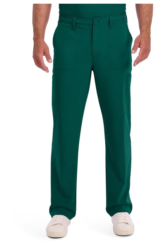 Scrub Pant for Men Natural Rise Drawstring Bottoms with 6 Pockets and Back Elastic Waistband - DK015, M Tall, Hunter Green