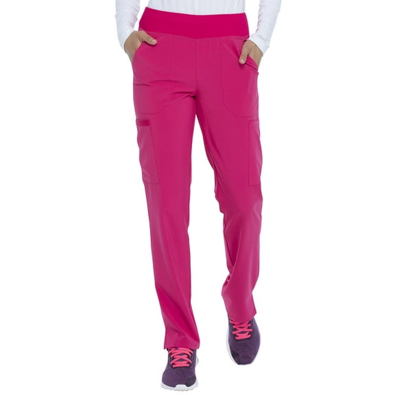 Dickies EDS Essentials Scrubs Pant for Women Natural Rise Tapered Leg Pull-On DK005P, M Petite, Hot Pink