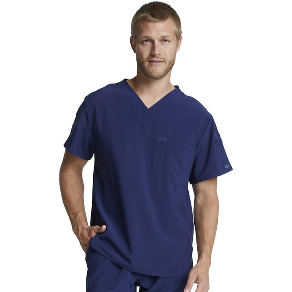 Dickies EDS Essentials Scrubs Top for Men V-Neck DK635, S, Navy