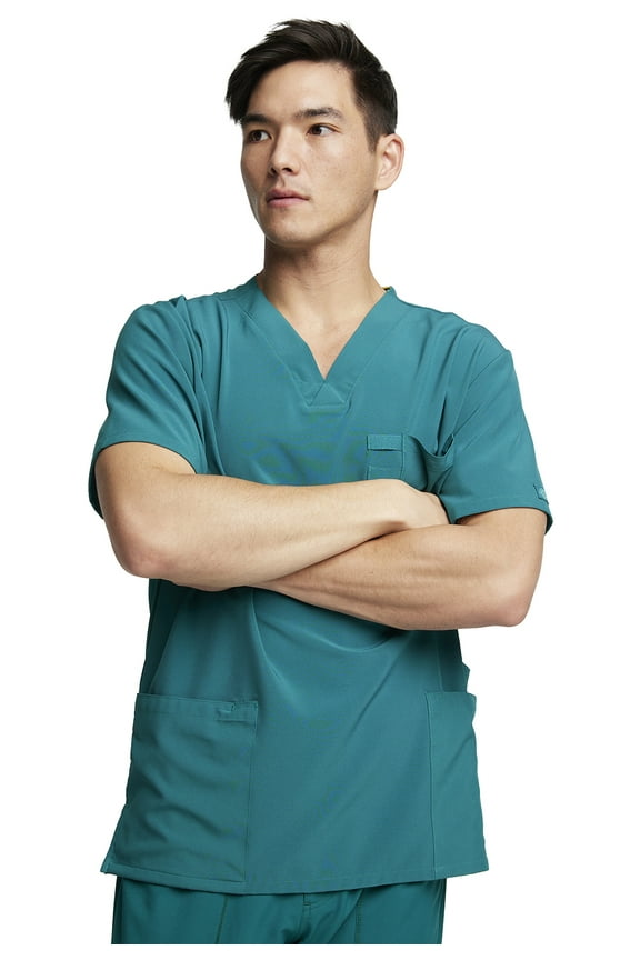 EDS Essentials Scrubs Top for Men V-Neck DK645, L, Hunter Green