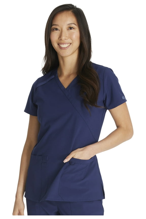 EDS Essentials Scrubs Top for Women Mock Wrap DK625
