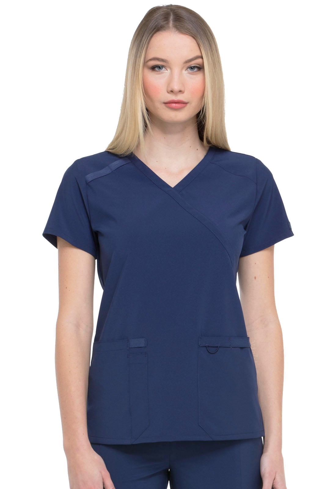 Dickies EDS Essentials Scrubs Top for Women Mock Wrap Plus Size DK625, 3XL, Navy