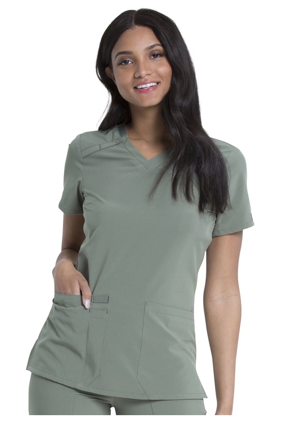 EDS Essentials Scrubs, V-Neck Womens Tops with Four-Way Stretch and Moisture Wicking DK615