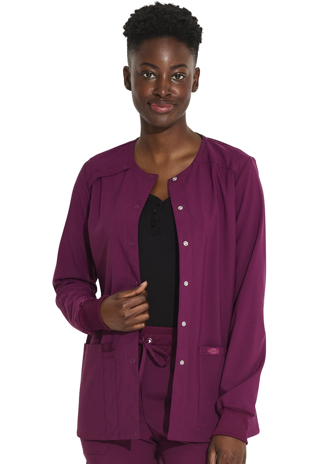 Dickies EDS Essentials Warm Up Scrubs Jacket for Women Snap Front DK305