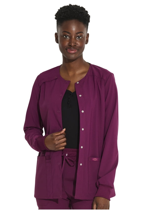 EDS Essentials Warm Up Scrubs Jacket for Women Snap Front DK305