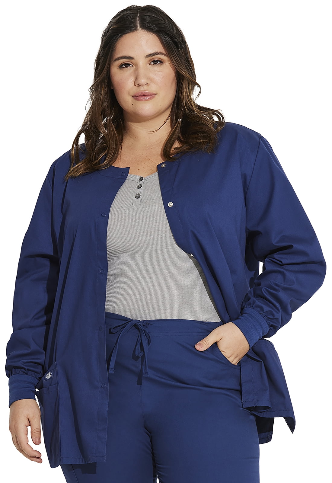 Dickies EDS Essentials Warm Up Scrubs Jacket for Women Snap Front DK305