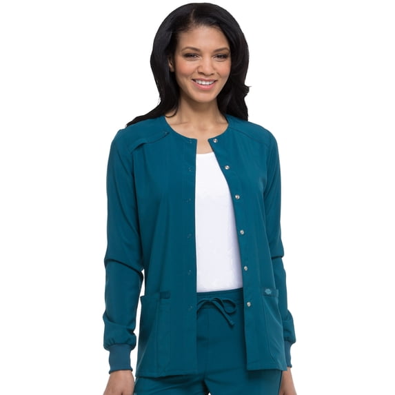 Dickies EDS Essentials Warm Up Scrubs Jacket for Women Snap Front DK305