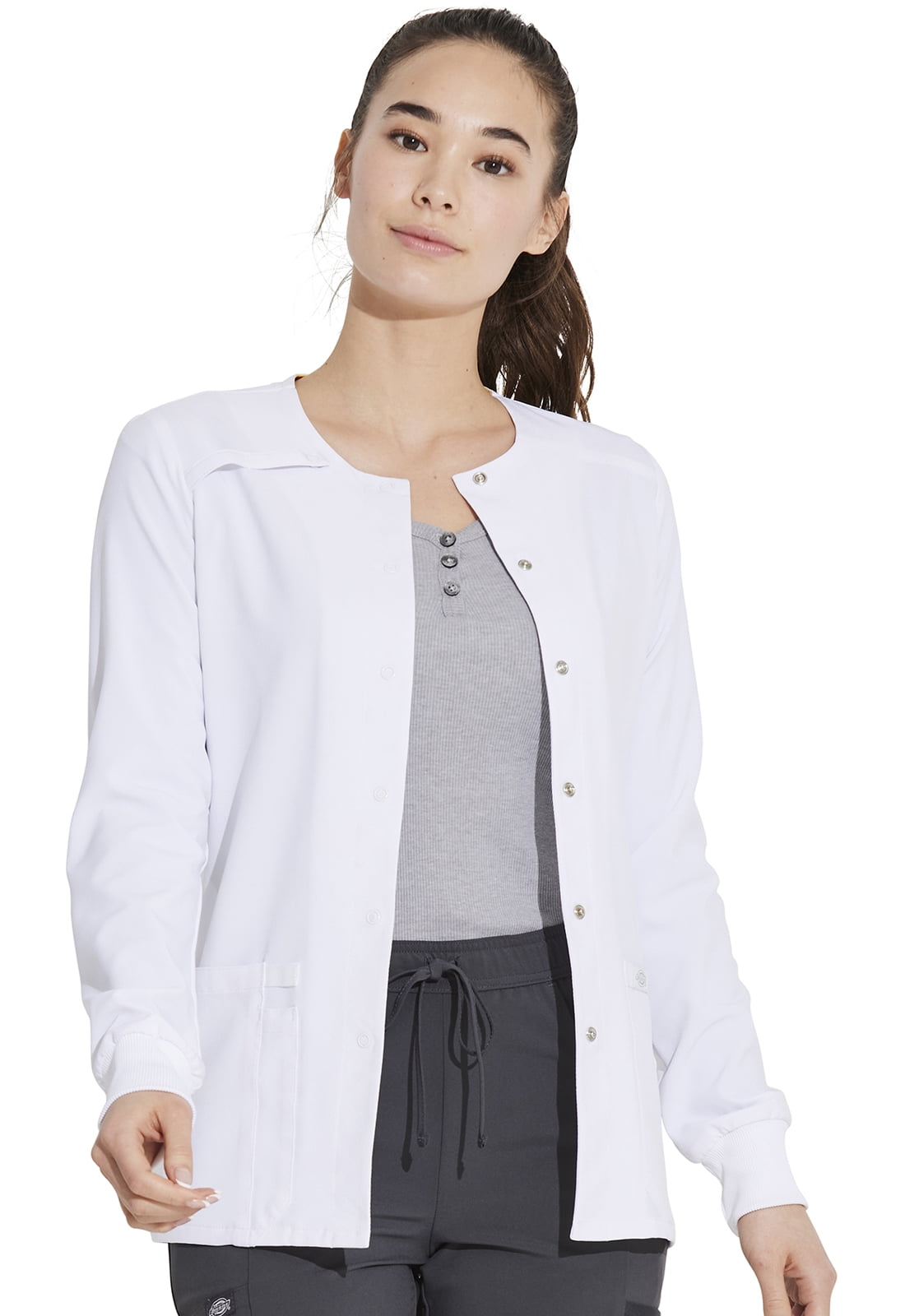 Dickies EDS Essentials Warm Up Scrubs Jacket for Women Snap Front DK305