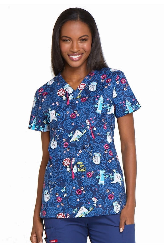 EDS Medical Scrubs Top for Women V-Neck Plus Size DK704, 3XL, Don't Rush