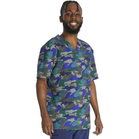 Dickies EDS Scrubs Top For Men V-Neck Print DK866