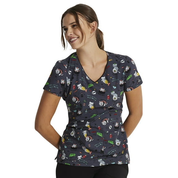 Dickies EDS Scrubs Top For Women V-Neck Print DK852