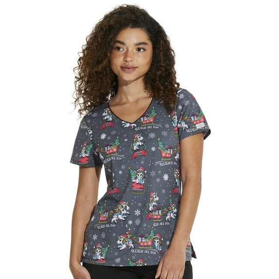 Dickies EDS Scrubs Top For Women V-Neck Print DK852