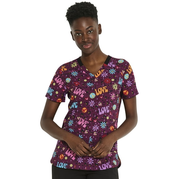 Dickies EDS Scrubs Top For Women V-Neck Print DK876