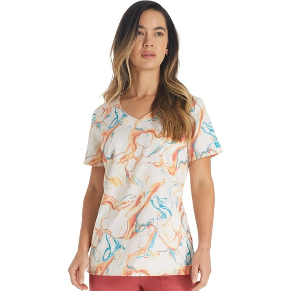 Dickies EDS Scrubs Top For Women V-Neck Print DK881