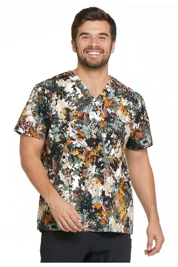 EDS Scrubs Top for Men V-Neck DK725, S, Great Outdoors