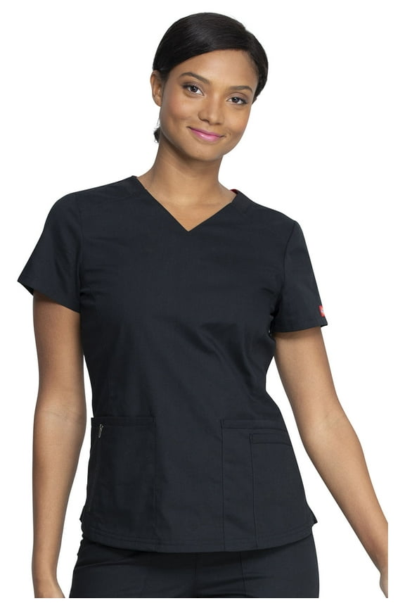 EDS Signature Medical Scrubs Top for Women V-Neck DK880, M, Black