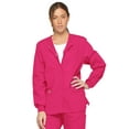 thumbnail image 1 of Dickies EDS Signature Medical Scrubs Warm Up Jacket for Women Snap Front 86306, L, Hot Pink, 1 of 8