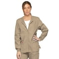 thumbnail image 1 of Dickies EDS Signature Medical Scrubs Warm Up Jacket for Women Snap Front 86306, XS, Dark Khaki, 1 of 8