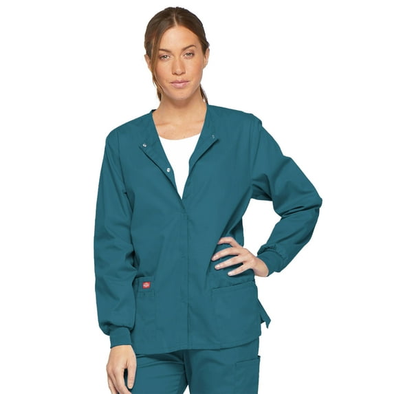 Dickies EDS Signature Medical Scrubs Warm Up Jacket for Women Snap Front Plus Size 86306