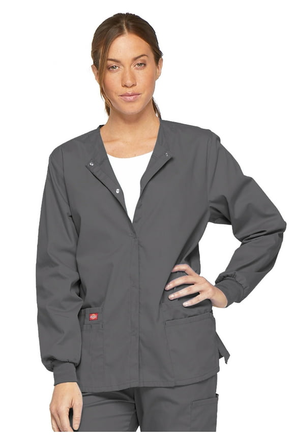 EDS Signature Medical Scrubs Warm Up Jacket for Women Snap Front Plus Size 86306