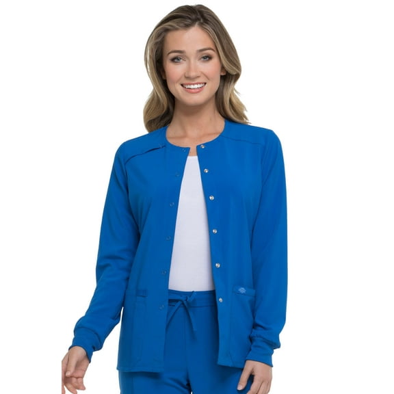 Dickies EDS Signature Medical Scrubs Warm Up Jacket for Women Snap Front Plus Size 86306