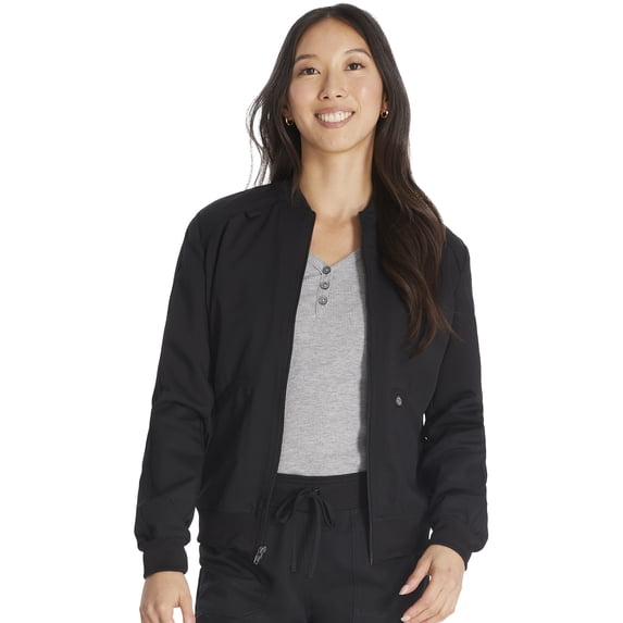 Dickies EDS Signature Medical Scrubs Warm Up Jacket for Women Snap Front Plus Size 86306