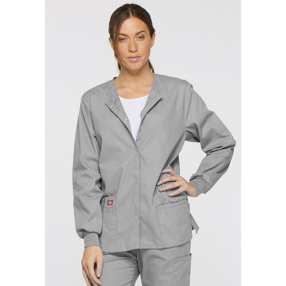 Dickies EDS Signature Medical Scrubs Warm Up Jacket for Women Snap Front Plus Size 86306