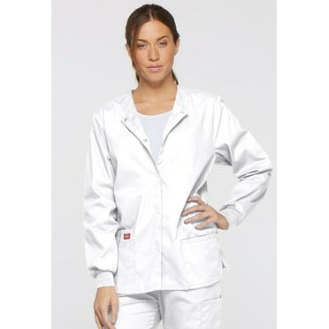 Dickies EDS Signature Medical Scrubs Warm Up Jacket for Women Snap Front Plus Size 86306