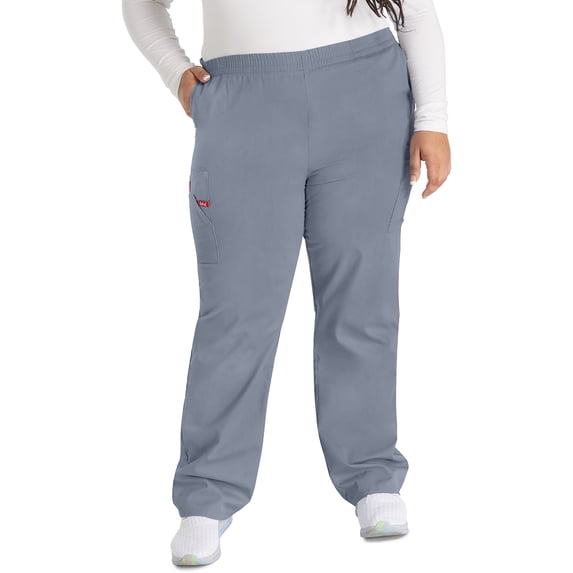 Dickies EDS Signature Scrubs Pant For Women Natural Rise Tapered Leg Pull-On Plus Size 86106T, 2XL Tall, Grey